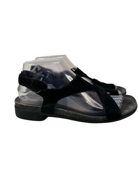 Munro Meghan Black Nubuck Leather Comfort Slingback Sandals Womens 9.5 USA